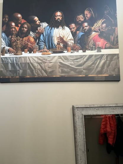 Black Jesus Last Supper Canvas Art | African American Wall Decor for Living Room v3