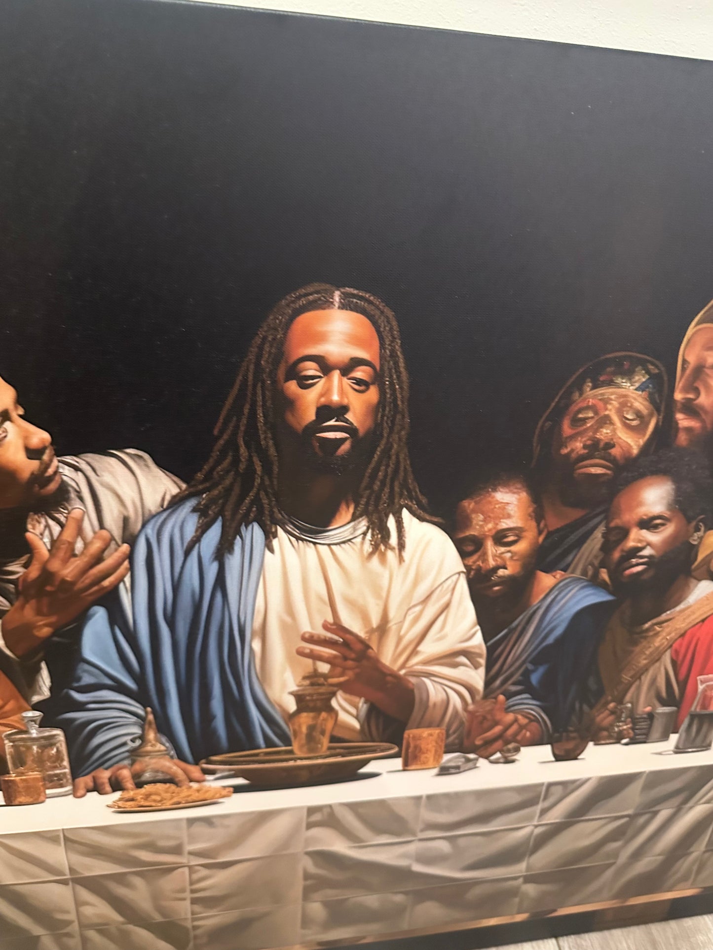 Black Jesus Last Supper Canvas Art | African American Wall Decor for Living Room v3