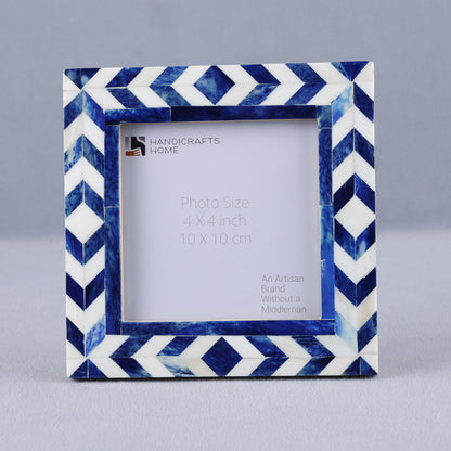 Picture Frames Chevron Pattern Bone Inlay Collection in 29 Sizes, Blue