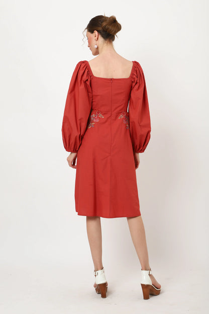 Tonal Embroidered Midnight Blue Casual Midi Dress - Available in 2 Colors