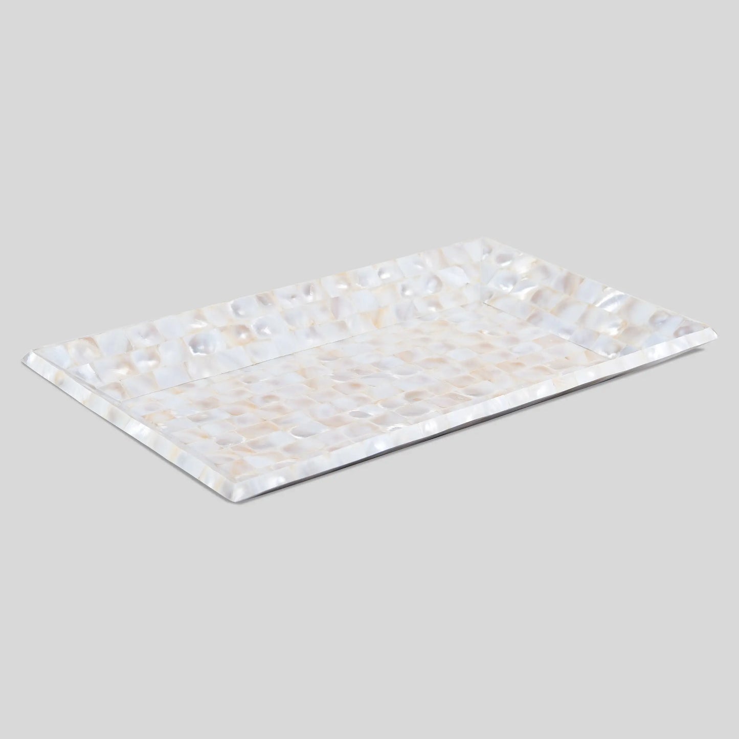 Decorative Tray Mother of Pearl Collection in 12x7 Inch, White
