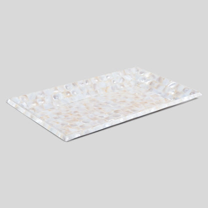Decorative Tray Mother of Pearl Collection in 12x7 Inch, White