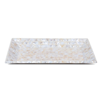 Decorative Tray Mother of Pearl Collection in 12x7 Inch, White