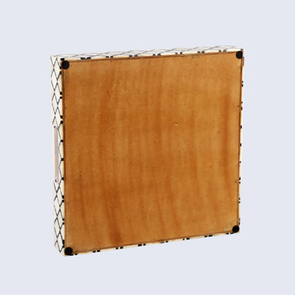 Decorative Tray Moroccan Pattern Bone & Resin Inlay Collection in 3 Sizes, Black & White