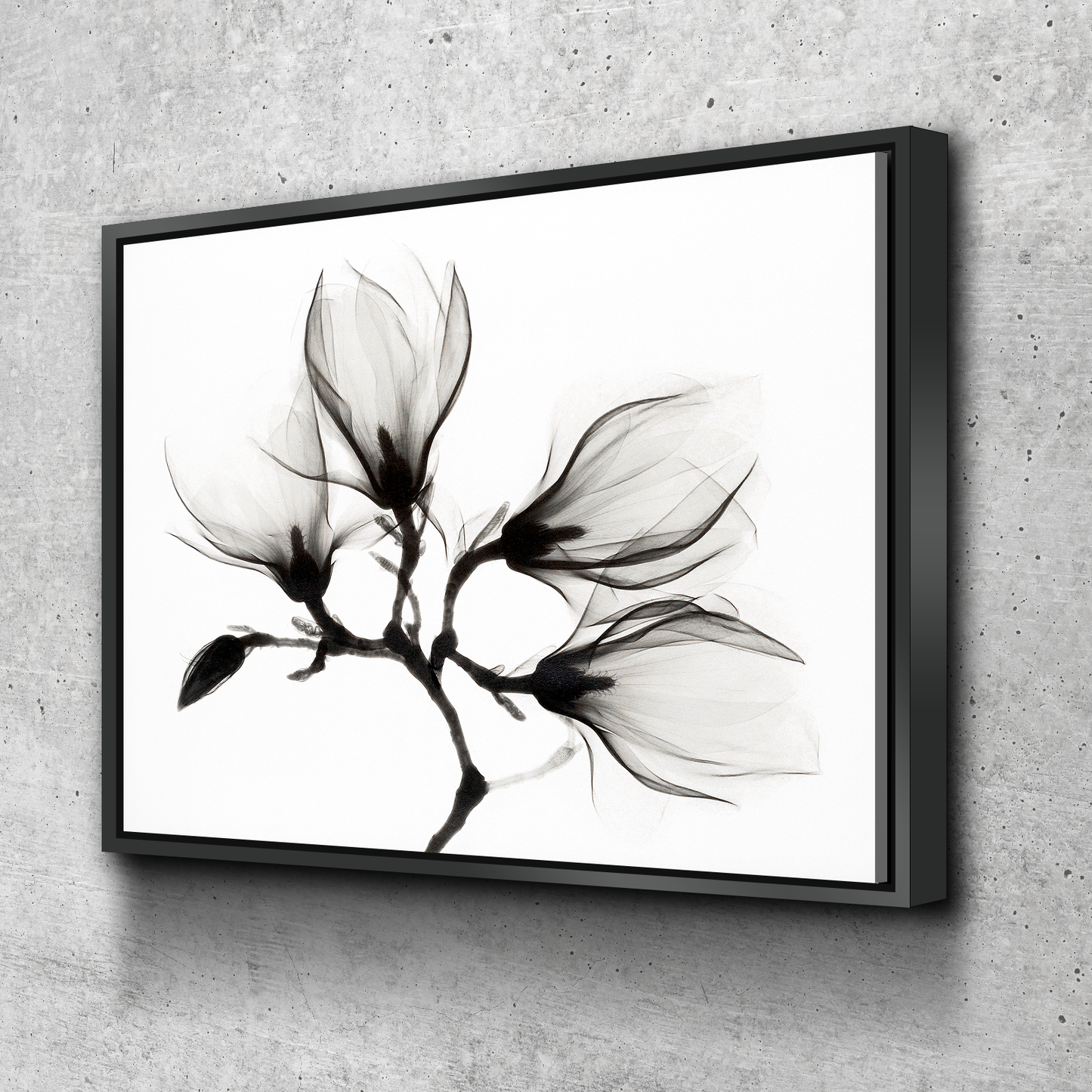 Magnolia Branch with Four Flowers | Living Room Wall Art | Living Room Wall Decor | Bedroom Wall Art | Bathroom Wall Decor | Canvas Wall Art