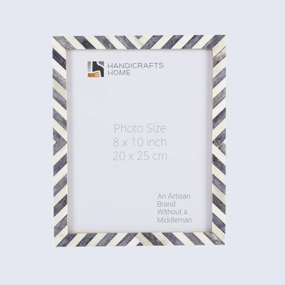 Picture Frames Chevron Pattern Bone Inlay Collection in 3 Sizes, Grey