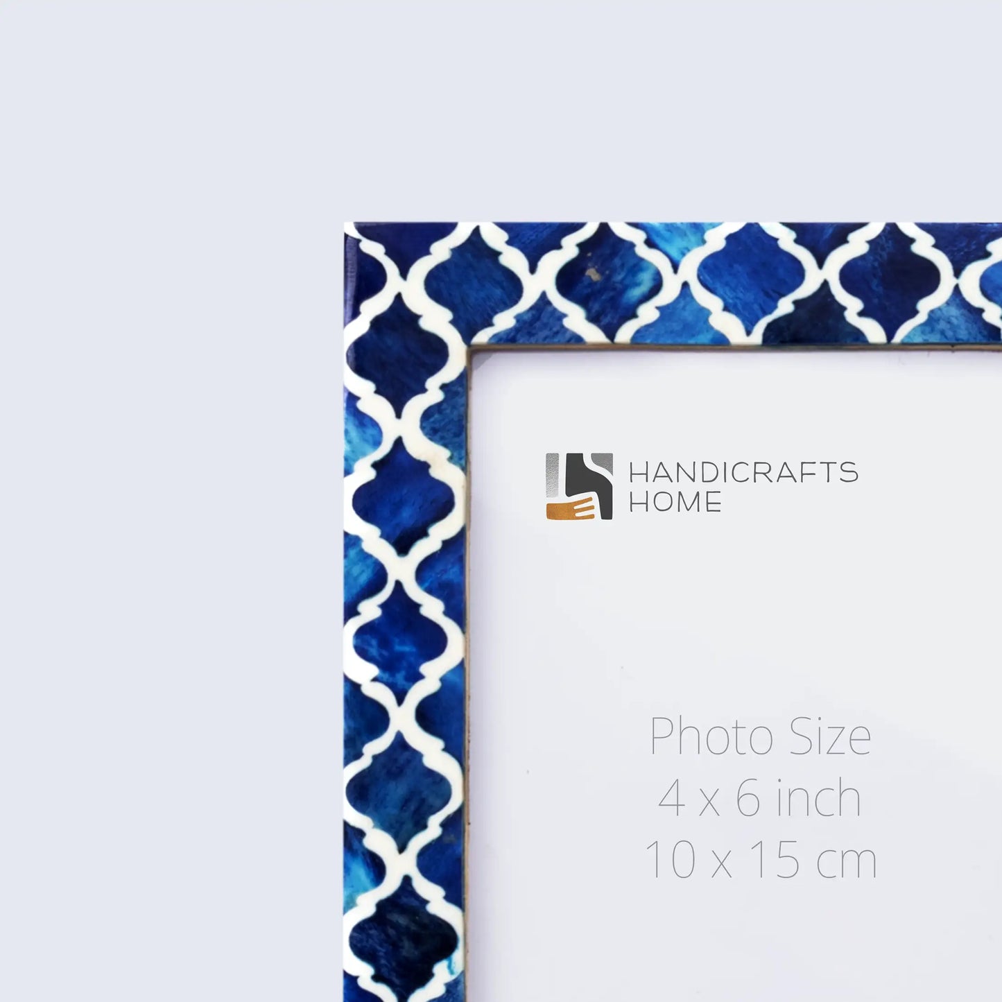 Picture Frames Moroccan Pattern Bone & Resin Inlay Collection in 27 Sizes, Blue