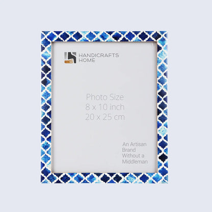 Picture Frames Moroccan Pattern Bone & Resin Inlay Collection in 27 Sizes, Blue
