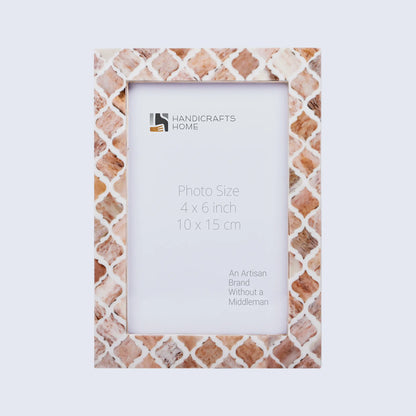 Picture Frames Moroccan Pattern Bone & Resin Inlay Collection in 3 Sizes, Brown