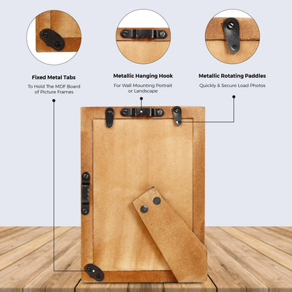 Picture Frames Moroccan Pattern Bone & Resin Inlay Collection in 3 Sizes, Brown