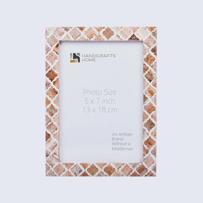 Picture Frames Moroccan Pattern Bone & Resin Inlay Collection in 3 Sizes, Brown