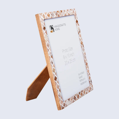 Picture Frames Moroccan Pattern Bone & Resin Inlay Collection in 3 Sizes, Brown
