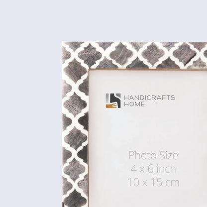 Picture Frames Moroccan Pattern Bone & Resin Inlay Collection in 27 Sizes, Grey
