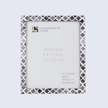 Picture Frames Moroccan Pattern Bone & Resin Inlay Collection in 27 Sizes, Grey
