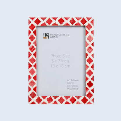 Picture Frames Moroccan Pattern Bone & Resin Inlay Collection in 27 Sizes, Red