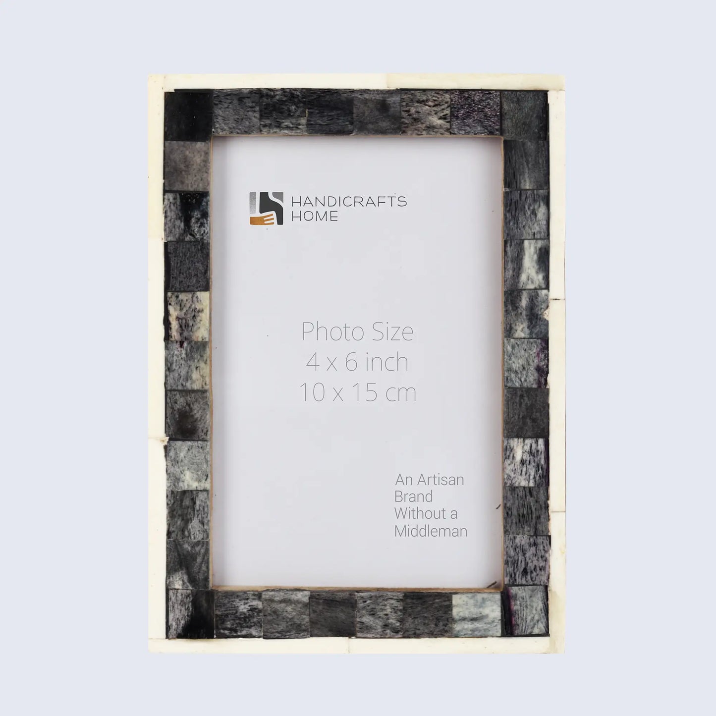 Picture Frames Mosaic Pattern Bone Inlay Collection in 3 Sizes, Gray