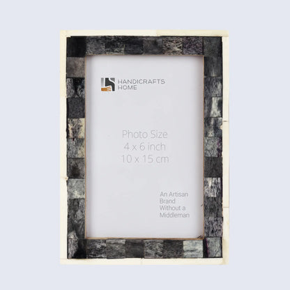 Picture Frames Mosaic Pattern Bone Inlay Collection in 3 Sizes, Gray