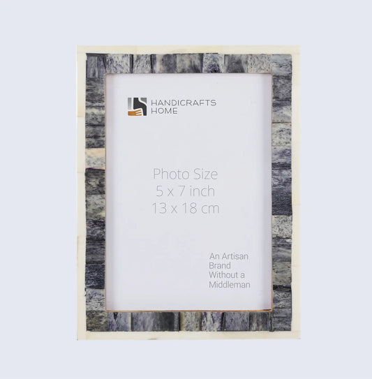 Picture Frames Mosaic Pattern Bone Inlay Collection in 3 Sizes, Gray