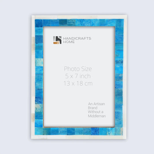 Picture Frames Mosaic Pattern Bone Inlay Collection in 3 Sizes, Turquoise
