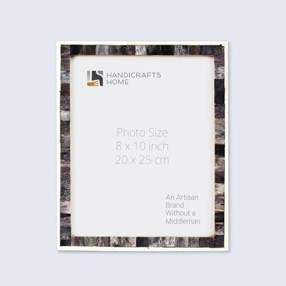 Picture Frames Mosaic Pattern Bone Inlay Collection in 3 Sizes, Gray