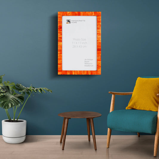 Poster Picture Frame Classic Bone Inlay in 4 Sizes, Orange