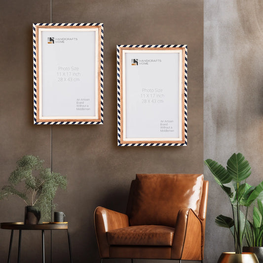 Marquet Bevel Picture Frames Pack of 2 Blue & White - Available in 5 Sizes