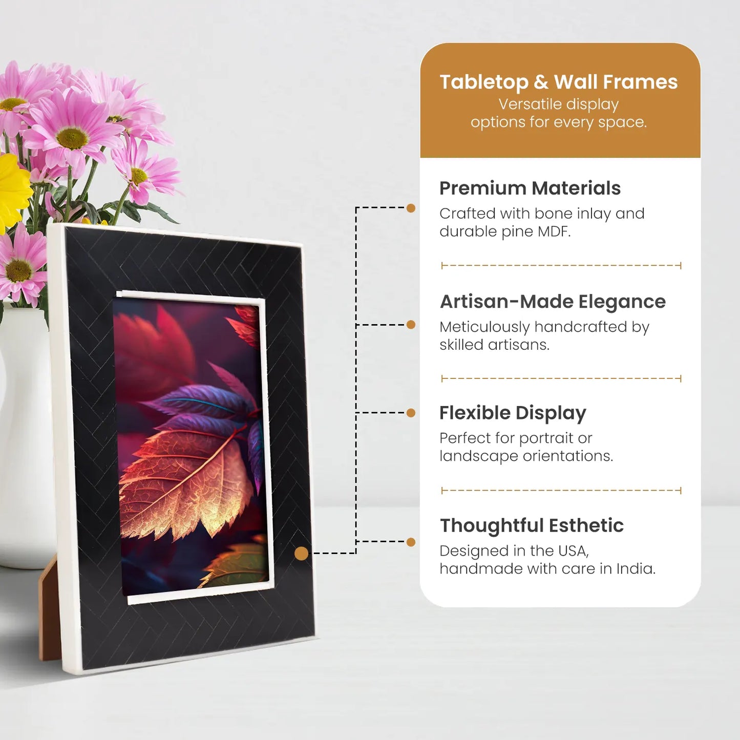 Black & White Resin Inlay Chevron Picture Frame - 4x6 & 5x7
