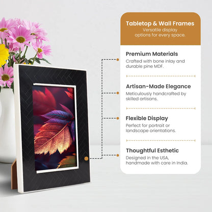 Black & White Resin Inlay Chevron Picture Frame - 4x6 & 5x7