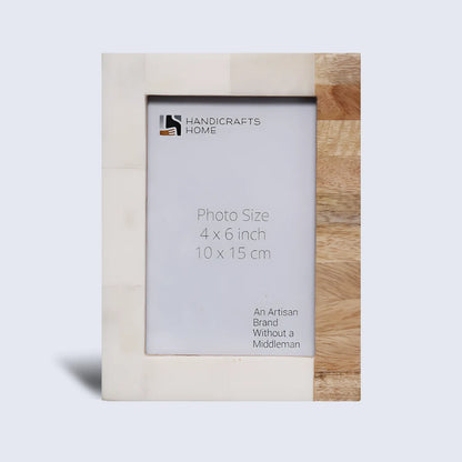 Plain White & Brown Bone Inlay Picture Frame - 4x6 & 5x7