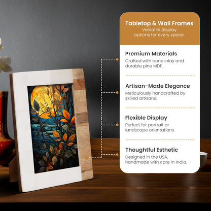 Plain White & Brown Bone Inlay Picture Frame - 4x6 & 5x7