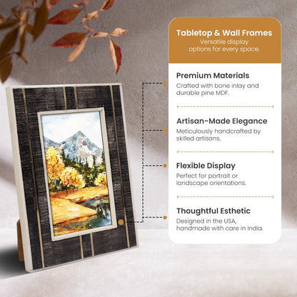Horn Inlay & Resin Inlay Shagrin Picture Photo Frames Brown, 4x6 5x7