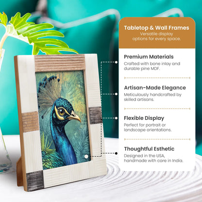 Horn, Wood & Bone Inlay Handmade Neutral Picture Frames - 4x6, 5x7