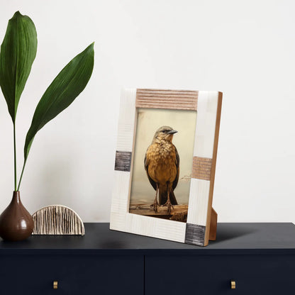 Horn, Wood & Bone Inlay Handmade Neutral Picture Frames - 4x6, 5x7