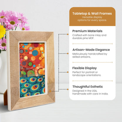 Wood & Bone inlay Natural Wooden Picture Frame