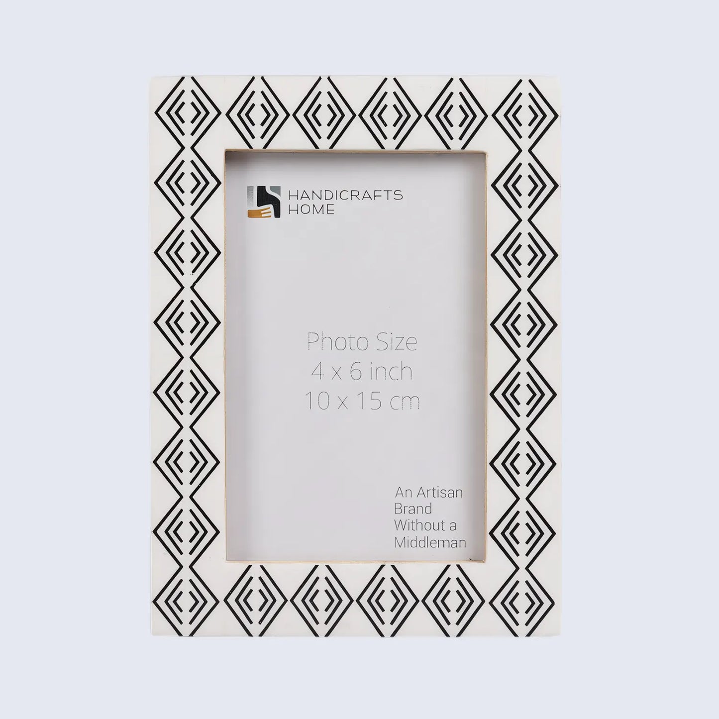 Resin inlay Tribal Geometry Pattern Black & White Picture Frame