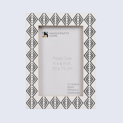 Resin inlay Tribal Geometry Pattern Black & White Picture Frame