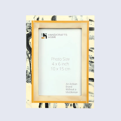 Ivory Abstract Ink Resin Inlay Picture Frame in 4x6 & 5x7