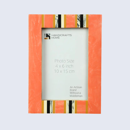 Peach Resin Inlay Picture Frame- Ink Marble Design in 4x6 & 5x7