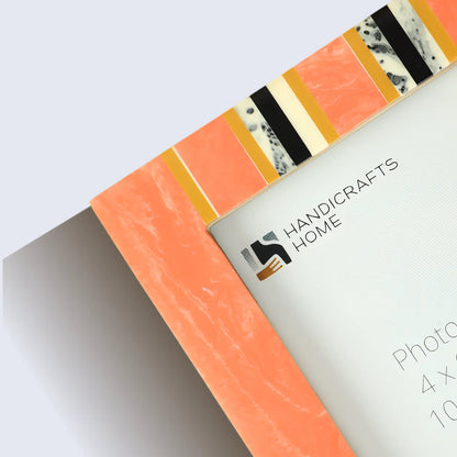 Peach Resin Inlay Picture Frame- Ink Marble Design in 4x6 & 5x7