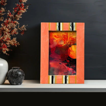 Peach Resin Inlay Picture Frame- Ink Marble Design in 4x6 & 5x7