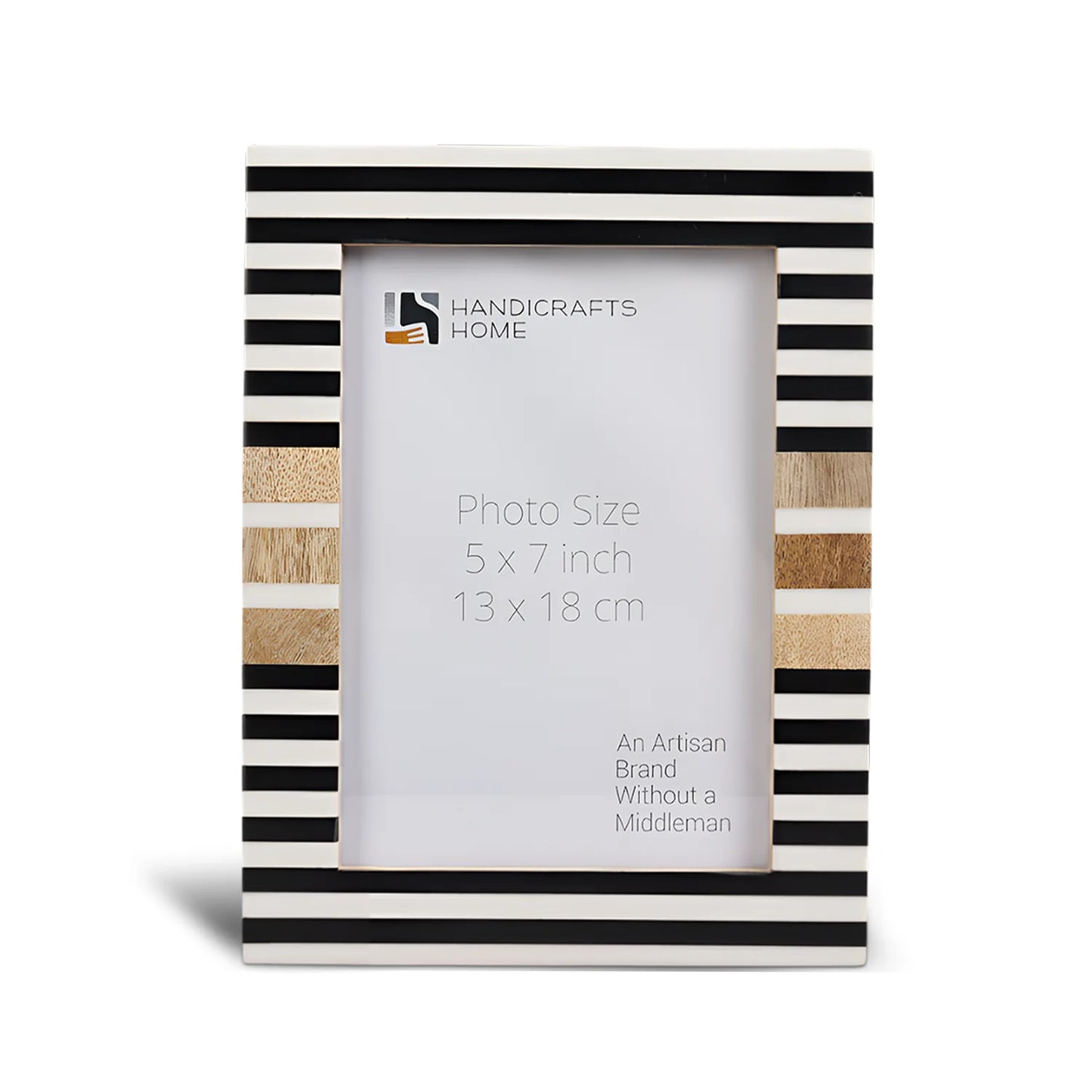 Wood & Resin Inlay Stripewood Picture Frame, Black & White