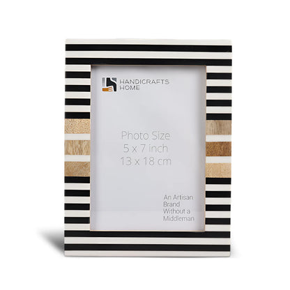 Wood & Resin Inlay Stripewood Picture Frame, Black & White
