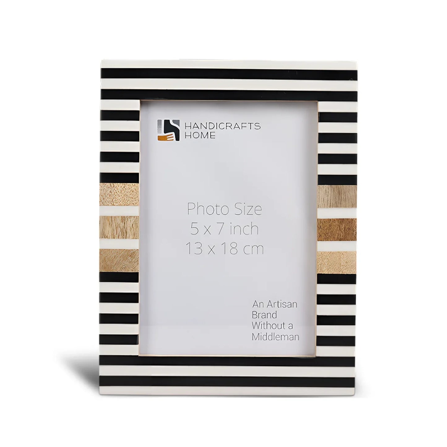 Wood & Resin Inlay Stripewood Picture Frame, Black & White