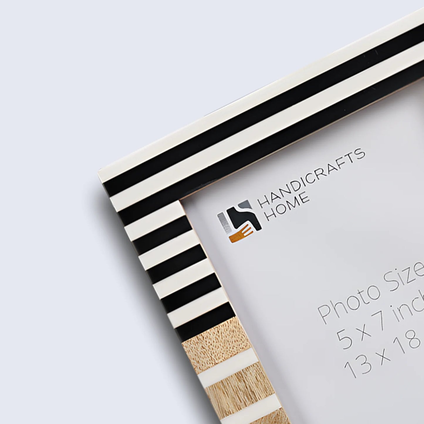 Wood & Resin Inlay Stripewood Picture Frame, Black & White