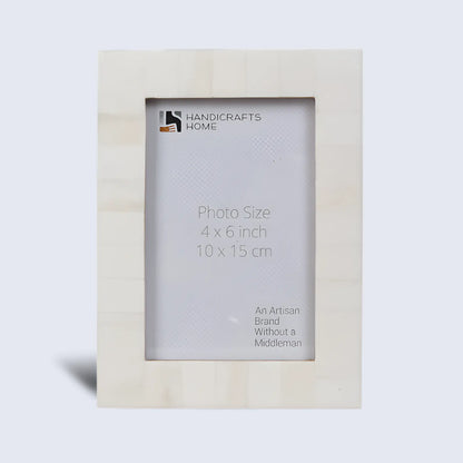 Classic Plain White Bone Inlay 4x6 Photo Frame