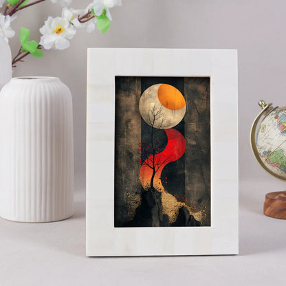 Classic Plain White Bone Inlay 4x6 Photo Frame