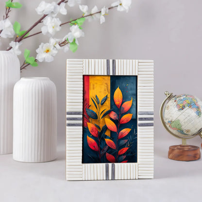 Grey & White Bone Inlay Picture Frame - 4x6 & 5x7