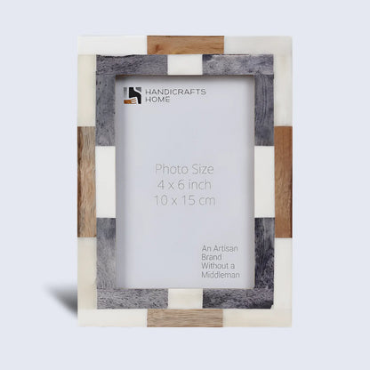 Wood & Bone Inlay Woodstrip Tile Picture Photo Frame in 4x6, 5x7