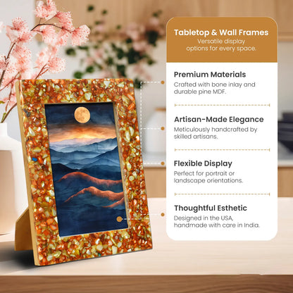 Mother of Pearl Crush Resin Inlay Picture Frame 4x6 in 4 Colors