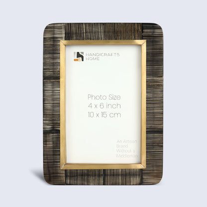 Horn Inlay Shagrin Picture Photo Frames Brown - Rounded Corners, 4x6 5x7